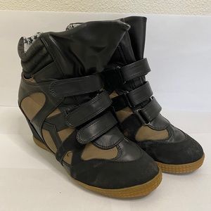 Black Wedge Heel Sneaker Booties
